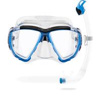 CRESSI Big Eyes + Seal Dry Combo Clear/Azure - Set Combinado para Adultos Máscara Big Eyes y Innovador Snorkel Seal Dry, Ideal para Buceo y Snorkeling, Transparente/Azul Claro, Talla Única