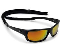 Cressi Bill Sunglasses W/Lace - Gafas de Sol Unisex con Cordón Flotante, Negro/Lentes Espejadas Naranja, Talla única