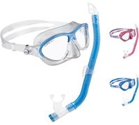 Cressi C/Set Moon Kid & Top Colorama Kit de Snorkeling, Unisex niños, Transparente/Azul Claro, Uni