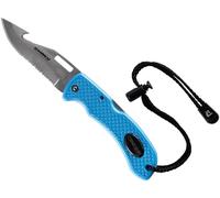 CRESSI Chaku Knife Blue - Cuchillo de Buceo con Doble Hoja Lisa y Dentada de Acero Inoxidable, Ideal para Buceo y Apnea, Azul/Cuchilla de Acero Inoxidable, Talla Única, Adulto Unisex