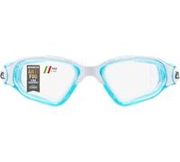 CRESSI Clear Eyes Goggles White/Aquamarine - Gafas de Natación Unisex de Silicona Pura con Tratamiento Molecular Antivaho para Lentes, Blanco/Aguamarina, Lentes transparentes, Talla Única