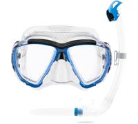 CRESSI Combo Set Combinado Máscara Big Eyes y Innovador Snorkel Seal Dry, Unisex-Adult, Transparente/Azul Claro, Talla Única