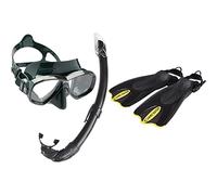 Cressi Combo Set Perla Conjunto Combinado de máscara de Buceo y Snorkel, Mar de Perlas, Unisex-Adulto, Verde/Negro, Talla Única + Palau SAF Aletas, Unisex, Negro/Amarillo, M-L (41-44)