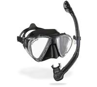 Cressi Conjunto Máscara & Tubo - Kit de Snorkel Unisex, Penta & Alpha Ultra Dry, Negro/Gris