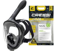 CRESSI Java Full Face Mask Black/Black S/M - Máscara Integral para Snorkeling, Lente Ultra Clara Antivaho, 100% Silicona, Tubo Seco con Válvulas de Seguridad, Negro/Negro, S/M