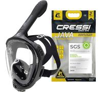 CRESSI Java Full Face Mask Black/Black L/XL - Máscara Integral para Snorkeling, Lente Ultra Clara Antivaho, 100% Silicona, Tubo Seco con Válvulas de Seguridad, Negro/Negro, L/XL
