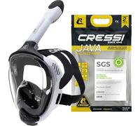 CRESSI Java Full Face Mask White/Black L/XL - Máscara Integral para Snorkeling, Lente Ultra Clara Antivaho, 100% Silicona, Tubo Seco con Válvulas de Seguridad, Blanco/Negro, L/XL