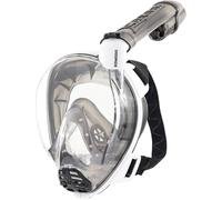 Cressi desde 1946 - Komodo Full Face Máscara Integral Seca para Snorkel Visión de 180° - CO2 Seguro - Silicona 100% Antivaho - Tubo Lateral - Correas Elásticas Ajustables - Blanco/Negro, S/M