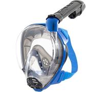 Cressi desde 1946 - Komodo Full Face Máscara Integral Seca para Snorkel Visión de 180° - CO2 Seguro - Silicona 100% Antivaho - Tubo Lateral - Correas Elásticas Ajustables - Azul/Negro - S/M