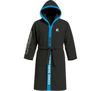 Cressi desde 1946 -Microfiber Bathrobe - Albornoz para Hombre y Mujer 100% Microfibra Secado Rápido, Bolsillos, Capucha, Cinturón, Gimnasio, Piscina, Mar, Casa, Viajes - Negro/Azul Claro - XS/S