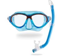 Cressi desde 1946 - Moon Kid + Top - Set Combinado Máscara Moon y Tubo de Snorkel Top, Ideal para Buceo y Snorkel - Azul/Naranja - Talla Única