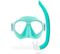 Cressi desde 1946 - Nautilus Combo - Máscara Force Lentes Policarbonato + Esnórquel Vibe Tubo de TPR y Boquilla Silicona Ideal para Snorkel y Natación en Superficie - Aguamarina_Talla Única
