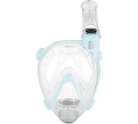 Cressi desde 1946 - Prince Full Face Mask - Máscara Integral Seca Snorkel, Visión de 180°, CO2 Seguro, Silicona 100%, Antivaho, Tubo Lateral, Correas Ajustables, Transparente/Cian, Junior