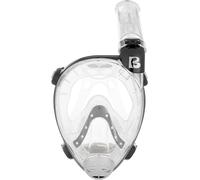 Cressi desde 1946 - Prince Full Face Mask - Máscara Integral Seca Snorkel, Visión de 180°, CO2 Seguro, Silicona 100%, Antivaho, Tubo Lateral, Correas Ajustables, Transparente/Negro, M/L, Adultos