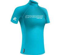 Cressi desde 1946 - Sentinel Lady - Camiseta de Manga Corta Protección Solar UPF 50+, Sechado Rápido, Natación Surf Buceo Pesca Playa Piscina y Deportes Acuáticos - Aguamarina/Blanco - S/2_Mujer