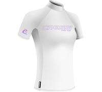 Cressi desde 1946 - Sentinel Lady - Camiseta de Manga Corta Protección Solar UPF 50+, Sechado Rápido, Natación Surf Buceo Pesca Playa Piscina y Deportes Acuáticos - Blanco/Lila - S/2_Mujer