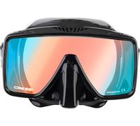 Cressi SF1 Mask Black 380 UV Blue/Orange/Lenses - Máscara sin Montura Diseño Cuadrado para Buceo y Snorkel, Negro 380 UV Lente Azul/Naranja, Talla Única, Unisex