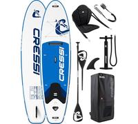 Cressi desde 1946 - Ultra Isup Kayak Set - Tabla de Sup Hinchable para Adultos con Silla Estable Resistente Incluye Accesorios Remo Aleta Inflador Leash y Bolsa - Blanco/Azul - 320x81x8 cm MAX 130 kg