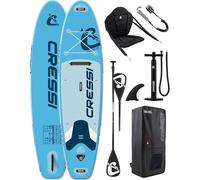 Cressi desde 1946 - Ultra Isup Kayak Set - Tabla de Sup Hinchable para Adultos con Silla Estable Resistente Incluye Accesorios Remo Aleta Inflador Leash y Bolsa - Azul Claro - 320x81x8 cm MAX 130 kg