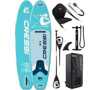 CRESSI Desde 1946 - Ultra Isup Kayak Set - Tabla de Sup Hinchable para Adultos con Silla Estable Resistente Incluye Accesorios Remo Aleta Inflador Leash y Bolsa - Aguamarina_320x81x15 cm MAX 130 kg