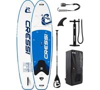 CRESSI Desde 1946 - Ultra Isup Set - Tabla de Sup Hinchable para Adultos Muy Estable y Resistente Incluye Accesorios Remo Aleta Inflador Leash y Bolsa - Blanco/Azul_320x81x15 cm MAX 130 kg