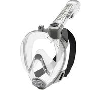 Cressi Duke Action Full Face Mask Máscara Facial Completa con Boquilla Seca y Montaje de Leva de acción, Unisex-Adult, Transparente/Plata, M/L