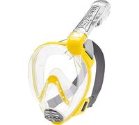 Cressi Duke Dry Full Face Mask Mascara de Buceo Snorkel Seca Cara Completa, Unisex Adulto, Transparent/Amarillo, M/L