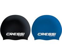 Cressi Eddie Swim Cap Bundle - Dos Gorros de Natación Unisex, Negro/Blanco + Azul/Blanco, Talla única