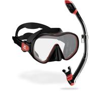 CRESSI F-Dual + Supernova Dry Combo Black/Red - Conjunto Unisex Máscara F-Dual y Tubo Seco para Apnea, Snorkeling y Buceo, Negro/Rojo, Talla única
