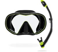CRESSI F-Dual+Supernova Dry Set Conjunto de Snorkeling-Negro/Lima