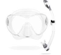 Cressi F1 Combo Clear - Máscara Monocristal Tecnologia Frameless + Tubo respirador Dry para Buceo y Snorkel, Transparente, Talla Única, Unisex