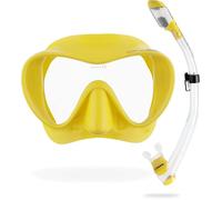 Cressi F1 Dry Clear/Yellow Combo Packs de Snorkel, Unisex-Adult, Amarillo, Talla Única