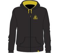 Cressi Hoodie Unisex W/Zip Black/Yellow 2XL - Sudadera Deportiva de Manga Larga, Capucha con Cordón de Ajuste, 2 Bolsillos, Cremallera Delantera, Bordado y Logotipo, Negro/Amarillo, XXL, Unisex