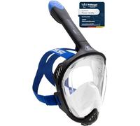 CRESSI Java Full Face Mask Black/Blue L/XL - Máscara Integral para Snorkeling, Lente Ultra Clara Antivaho, 100% Silicona, Tubo Seco con Válvulas de Seguridad, Negro/Azul, L/XL