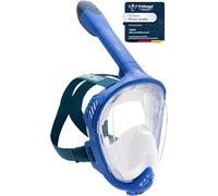 CRESSI Java Full Face Mask Blue/Blue Navy S/M - Máscara Integral para Snorkeling, Lente Ultra Clara Antivaho, 100% Silicona, Tubo Seco con Válvulas de Seguridad, Azul/Navy Azul, S/M