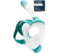 CRESSI Java Full Face Mask Clear/Aquamarine S/M - Máscara Integral para Snorkeling, Lente Ultra Clara Antivaho, 100% Silicona, Tubo Seco con Válvulas de Seguridad, Clara/Aguamarina, S/M
