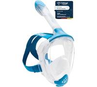 CRESSI Java Full Face Mask Clear/Blue S/M - Máscara Integral para Snorkeling, Lente Ultra Clara Antivaho, 100% Silicona, Tubo Seco con Válvulas de Seguridad, Clara/Azul, S/M