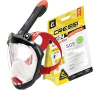 Cressi Kiddy Kids Full Face Mask Black/Clear/Red - Máscara Integral - CO2 Seguro - Diseñada Especialmente para Niños, Antivaho, Válvula de Descarga y Tubo Seco, Negro/Transparente/Rojo