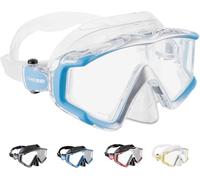 Cressi Liberty Triside Mask -Máscara Panoramic de 3 Cristales para Buceo, Apnea y Snorkel, Transparente/Azul/Plata, Talla Única, Unisex Adulto