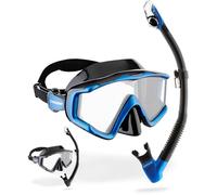 Cressi Liberty Triside & Epsilon Dry Black/Sapphire - Conjunto Unisex Máscara Liberty Triside y Tubo Seco para Apnea, Snorkeling y Buceo, Negro/Zafiro, Talla única