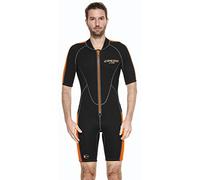 Cressi Lido Man Monopiece Wetsuit 2mm - Traje Corto de Neopreno High Stretch para Hombre , Negro/Naranja , M/3