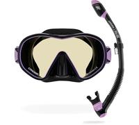 CRESSI HiroQuest Limited Edition Mask & Snorkel Set Máscara + Tubo Dry, Unisex-Adult, Negro/Lilla Lente 380 Azul/Naranja, Talla Única