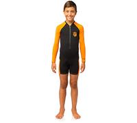 Cressi Little Shark Long Sleeve Monoshort Infantil, Unisex niños, Negro/Naranja, 13/14 Años