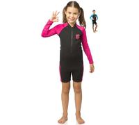 Cressi Little Shark Long Sleeve Monoshort Infantil, Unisex niños, Negro/Rosa, 9/10 Años
