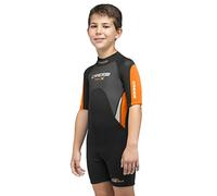 Cressi Med X Jr Wetsuit 2.5mm Traje de Neopreno Corto, Hombre, Negro/Naranja/Plata, L (Años 12/13)