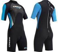 Cressi Med X Lady Wetsuit 2.5mm Traje Monoshort sin Capucha en Neopreno Biforrado, Hombre, Negro/Azul (Aguamarina), XS/1