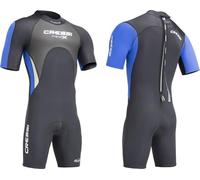 CRESSI Med X Man Shorty Wetsuit 2.5mm Black/Blue 2XL/6 - Traje Monopieza sin Capucha de Manga y Pantalón Cortos en Neopreno Biforrado de 2.5mm para Hombre, Negro/Azul/Plateado, 2XL/6