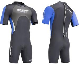 CRESSI Med X Man Shorty Wetsuit 2.5mm Black/Blue M/3 - Traje Monopieza sin Capucha de Manga y Pantalón Cortos en Neopreno Biforrado de 2.5mm para Hombre, Negro/Azul/Plateado, M/3