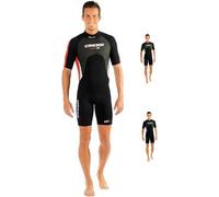 Cressi Med X Traje monoshort, Hombre, Negro/Rojo/Plata, M/3