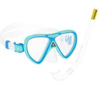 CRESSI Mini Peg & Mini Island Aqua Green/Blue - Set Combinado de Snorkel Niños 2/5 Anos con Máscara Mini Peg y Tubo Mini Island, Verde Agua/Azul Talla Única